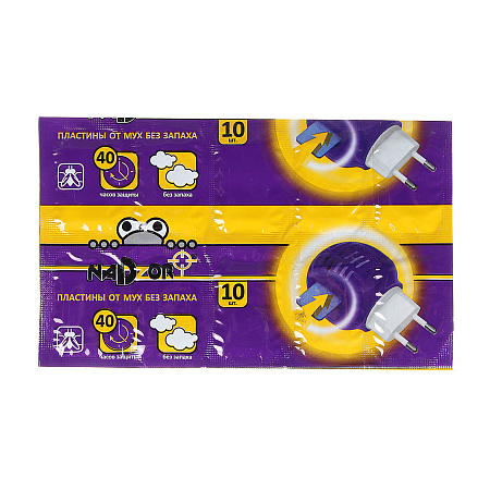 Пластины от мух (10шт.) без запаха, защита до 4ч Nadzor  (PKM005P) *10/250