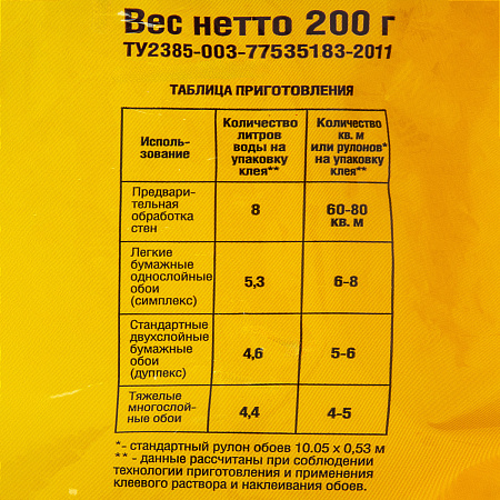 Клей для обоев универсальный 200г Кволити 28-36м2    *30/900