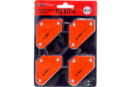 Угольник магнитный углы монтажа 45/90/135 до 4/16кг (4шт)  FIX KIT-4 FoxWeld *1/10