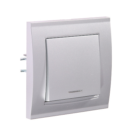 Выключатель "Бриллиант" СП 1кл. серебро с подстветкой 10А IP20 UNIVersal 7949643 *10/100