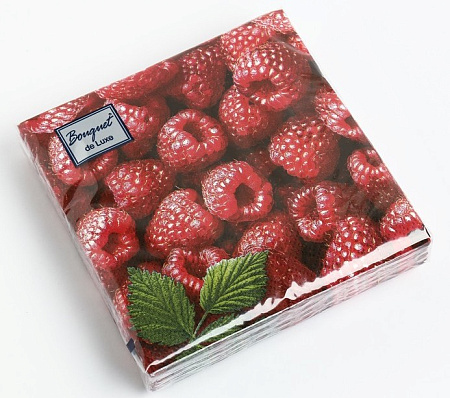 Салфетки бумажные 3сл 24*24см 25шт Bouquet de Luxe 3 Малина*15