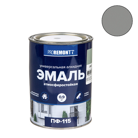 Эмаль ПФ-115 серая 0,9 кг Проремонт *1/10/590