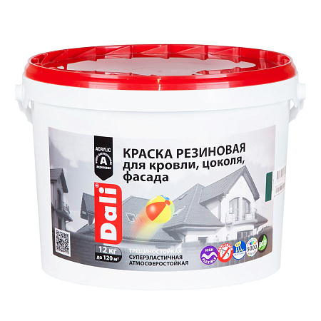 Краска резиновая для кровли цоколя фасада черная 3 кг DALI *1/12/120