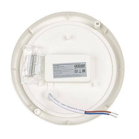 Светильник накладной светодиодный 15Вт 4.0К 1100Лм IP65  кр.бел.сенс. ЖКХ Gauss 126411215-S*1/40