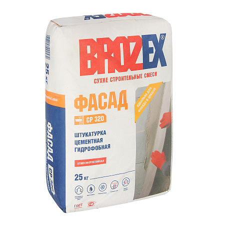 Штукатурка цементная СР 320 Фасад (ШС-32) 25 кг BROZEX *1/56