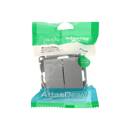 Механизм выключателя "ATLAS DESIGN" 2кл. алюминий (сх.5) 10АХ SchE ATN000351  *10