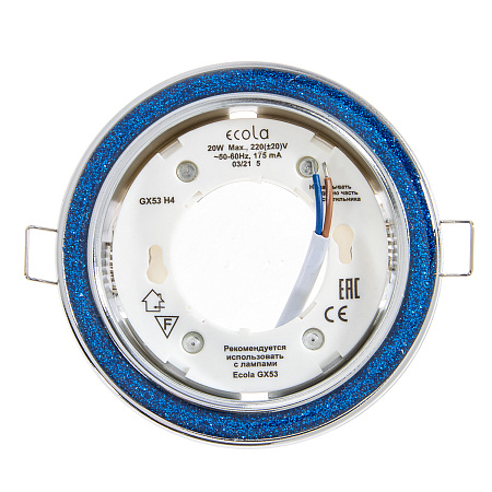 Светильник встраиваемый GX53 H4 DL3901 Ecola Круг  стекло Голубой блеск хром FB53GRECB *10/50