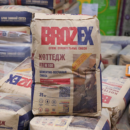 Смесь цементно-песчаная ЦПС-100 Коттедж 25 кг BROZEX *1/56