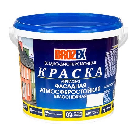 Краска акриловая фасадная 6 кг BROZEX белоснежная  *1/75