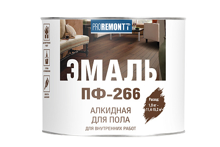 Эмаль ПФ-266 для пола красно-коричневая 1,9 кг Проремонт *1/6