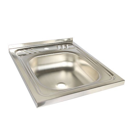Мойка нерж. накладн.600х500х150мм 0,5 мм без сифона, выпуск 1 1/2"  *1/18