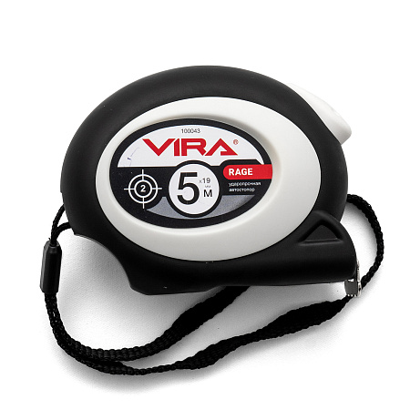 Рулетка  5м х19мм резино-пластик.корп. стальная лента автостоп арт.100043 VIRA RAGE *1/12