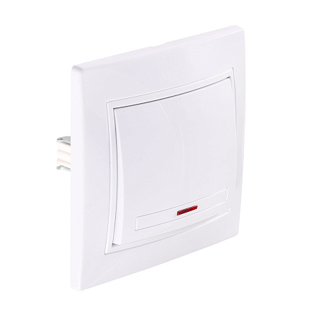 Выключатель "Intro Plano" СП 1кл. белый с подсветкой 10А-250В IP20 1-102-01 *10/200