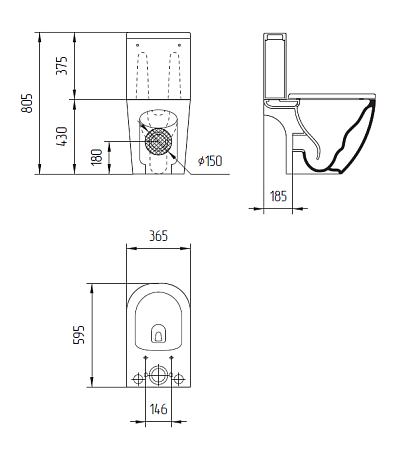 Унитаз-компакт BRASKO VORTEX CLEAN ON 010 3/5 кр.дюр. slim lift,easy-off, белый Cersanit *1/9