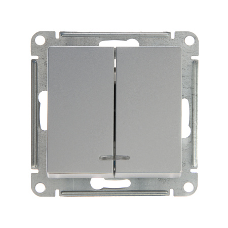 Механизм выключателя "ATLAS DESIGN" 2кл. алюминий с подсв. (сх.5а) 10АХ SchE ATN000353  *10