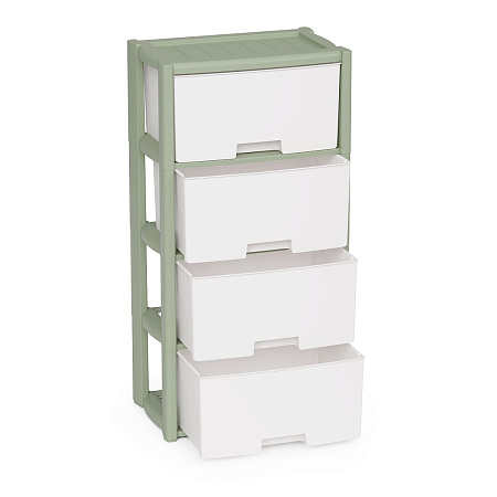 Комод пластм. "Колорит" 4 ящика выс.940мм, шир.475мм, гл.300мм Зелёный М9041"ЗПИ "Альтернатива" *1