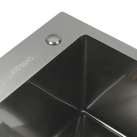 Мойка нерж. врезная 500х440х220мм графит, толщ.1мм, с сифоном, отв. под смеситель, GERHANS *1/5