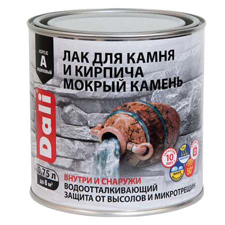 Лак акриловый органораствор. для наружных и внутренних работ по камню и кирпичу 0,75 л ДАЛИ*1/6/576
