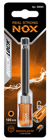 Адаптер для бит 100мм магнитный хвостовик 1/4"Е QUICK LOCK арт.350501 NOX *1/100