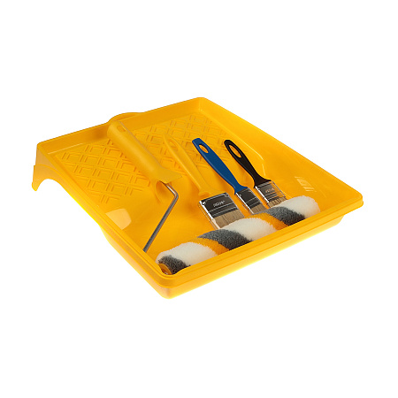 Набор универсальный: Кюветка 340*370мм+валик полиакрил240мм+кисти натур.щет8*25,8*35,12*50 Акор*1/10