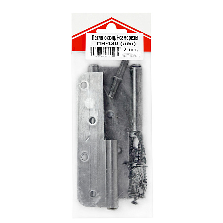 Петля накладная 130мм б/покрытия ЛЕВАЯ (комплект 2 шт+саморезы) ДомоСтрой *1/50