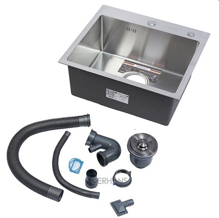 Мойка нерж. врезная 500х440х220мм толщ.1мм, с сифоном, отв. под смеситель, GERHANS *1/5