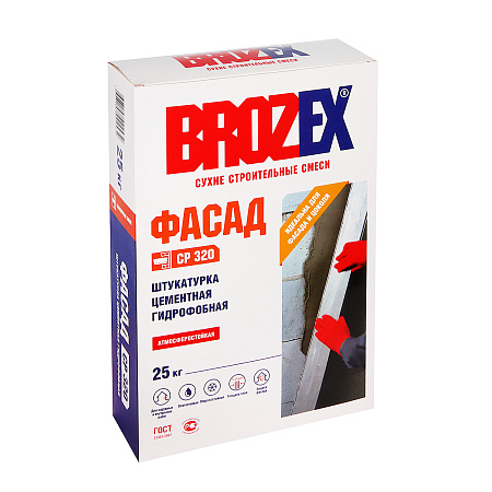 Штукатурка цементная СР 320 Фасад (ШС-32) 25 кг BROZEX *1/56