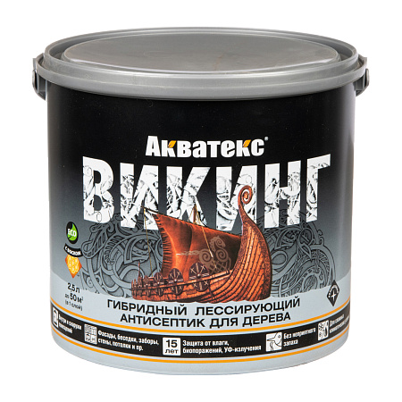 Антисептик для дерева гибридный лессирующий калужница 2,5 л Акватекс ВИКИНГ *1/4/144