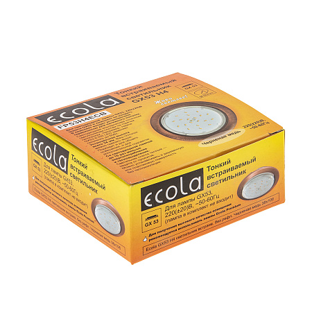 Светильник встраиваемый GX53 H4 Ecola без рефлектора Черненая медь 38*106 FP53H4ECB *10/50