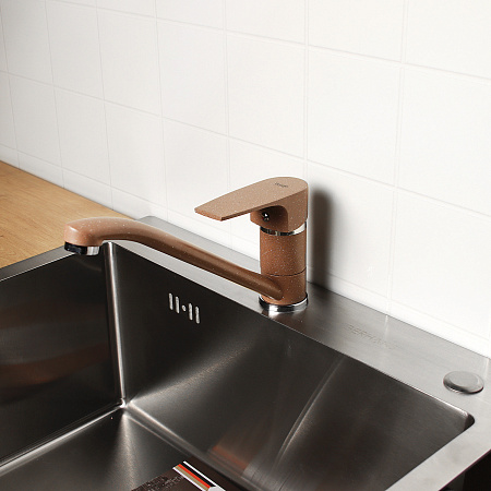 Смеситель для кухни Potato P49222-15 длинный излив (кофейный) *1/10