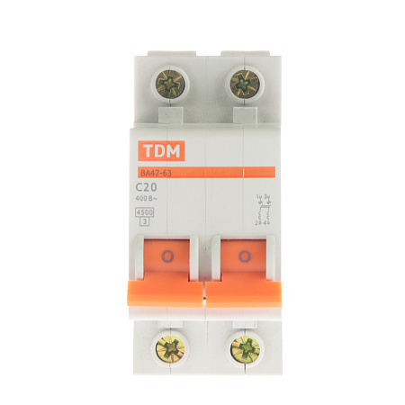 Авт.выкл. TDM ВА 47-29 20А/2П SQ0206-0094   *6/60