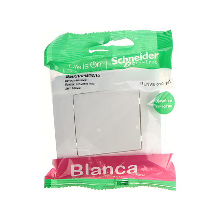 Выключатель "BLANCA" СП 1кл. белый 10А 250В  BLNVS010101  *10/60