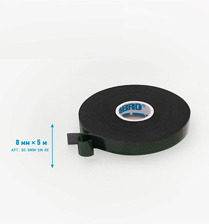 Лента клейкая двусторонняя на вспененной основе Термост. Черная  8мм х5м BE-8mm-5M "ABRO" *1/1075