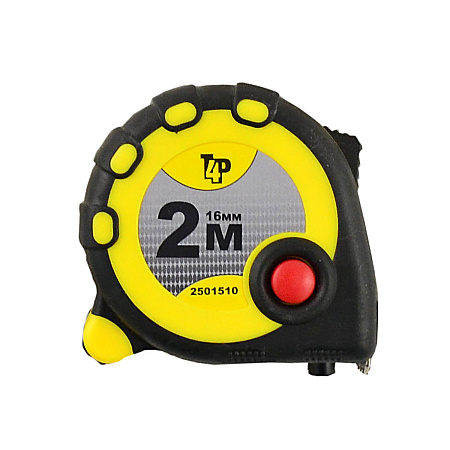 Рулетка  2м х16мм резино-пластик. корпус стальная лента фиксатор магнит арт.2501510 T4P *1/12/180