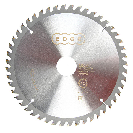 Диск пильный 200*32/30/20/16мм 48 зубьев по дереву (810010008) EDGE PATRIOT *1/10
