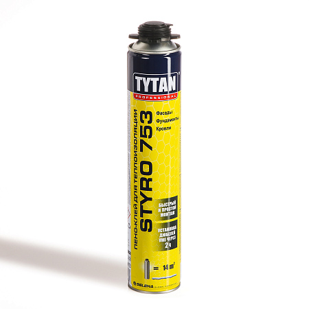 Клей-пена для теплоизоляции " TYTAN Styro 753 750 ml  всесезонная 16048 (расход на 14кв.м) *1/12