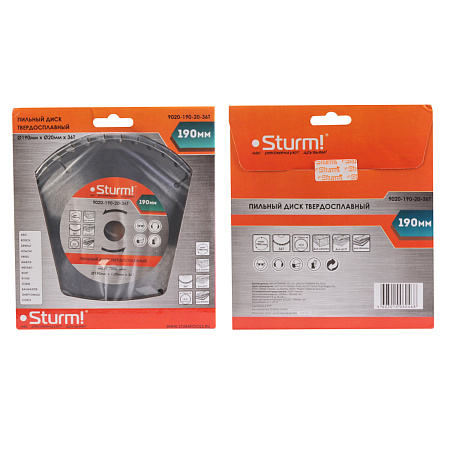 Диск пильный 190*20,0мм 36 зубьев по дереву (9020-190-20-36T) Sturm *1/40