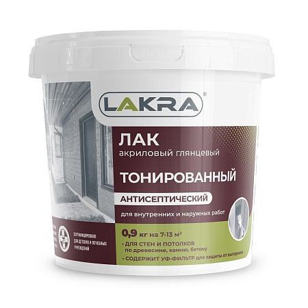 Лак акриловый для наружных и внутренних работ тонированный Дуб 0,9 кг Лакра * 6/432