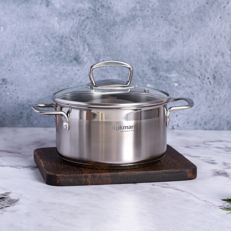 Кастрюля нерж. "Kukmara" "Orion" 2.5л Стекл.кр., d дна160мм (подх. д/Индукц.пл.) ORN-CA2518G *1/4