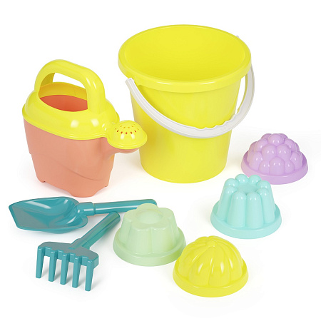 Набор Детский д/песка пластм. №5 (Ведерко,лейка,лопатка,грабли,4формочки) М2110 *1/12