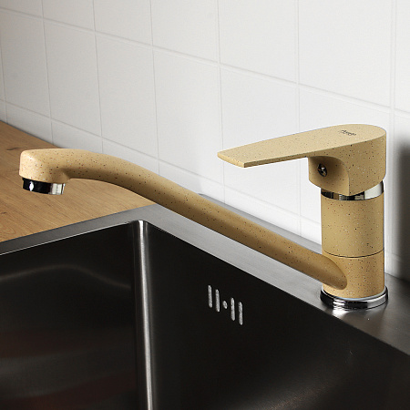 Смеситель для кухни Potato P49222-9 длинный излив (кремовый) *1/10