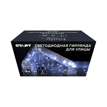 Гирлянда Бахрома 8*0,7м 268LED холодный белый Статичное свечение IP45 220V 142   *1/50
