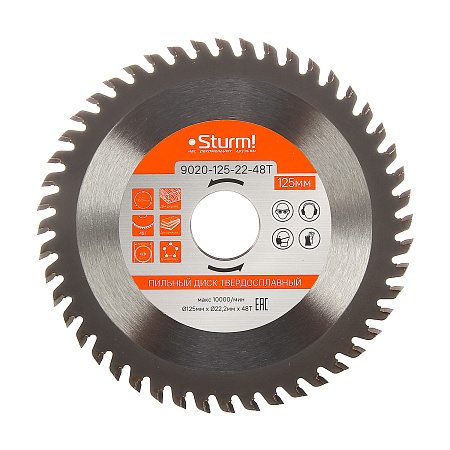 Диск пильный 125*22,2мм 48 зубьев по дереву (9020-125-22-48Т) Sturm *1/25/100