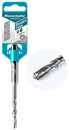 Бур по бетону  8*110мм SDS-plus 4 грани (510811) Quadro Rennbohr *1/25/200