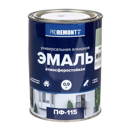 Эмаль ПФ-115 серая 0,9 кг Проремонт *1/10/590