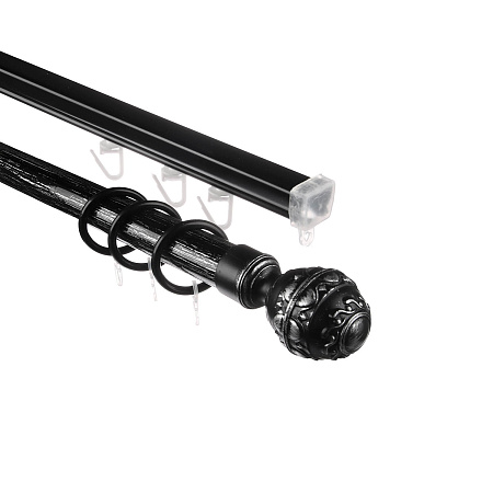 Карниз круглый d28мм Черненое серебро/патина Валанс 2,0 + U-шина  Легранд *5