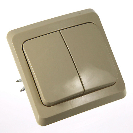 Выключатель "Этюд" СП 2кл. кремовый с подсветкой ВС10-006К  *10/20