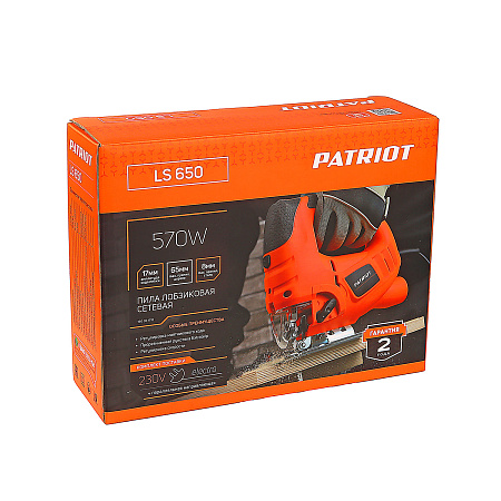 Лобзик электр. 570Вт 800-3000ход/м дер-65мм мет-8мм алюм-12 винт-ой заж маят.ход LS 650 PATRIOT*1/10