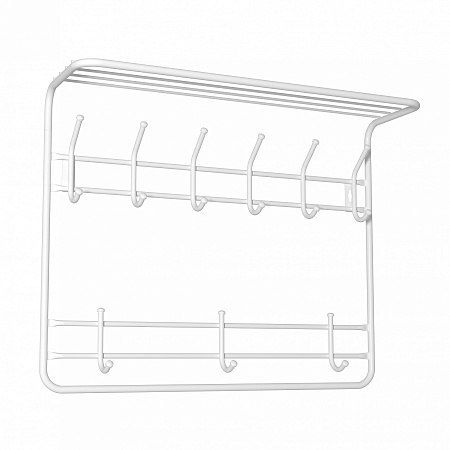 Вешалка настенная с полкой 2-х ярусная шир.730мм 8крючков Белый ВСП9 Б ("ЗМИ") *1