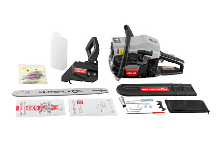 Пила цепная бензиновая 2Т 2,4л.с 45см3 шина40см цепь64зв.шаг0,325"паз1,5мм ПЦБ 145 ИНТЕРСКОЛ *1/2